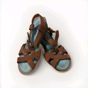 Merrell Revalli Sandals Womens 9 Brown Suede Wedge Strappy Open Toe